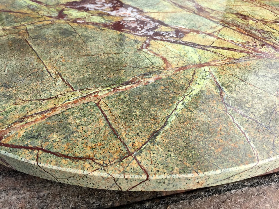 runde Marmor Tischplatte Naturstein grün Couchtischplatte Bistro Steinplatte BAR - Bild 3 von 4