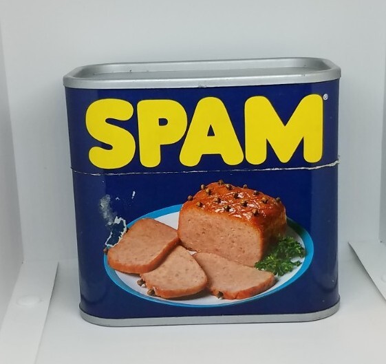 Vintage Hong Kong Spam Meat Lidded Paper Label Plastic Container