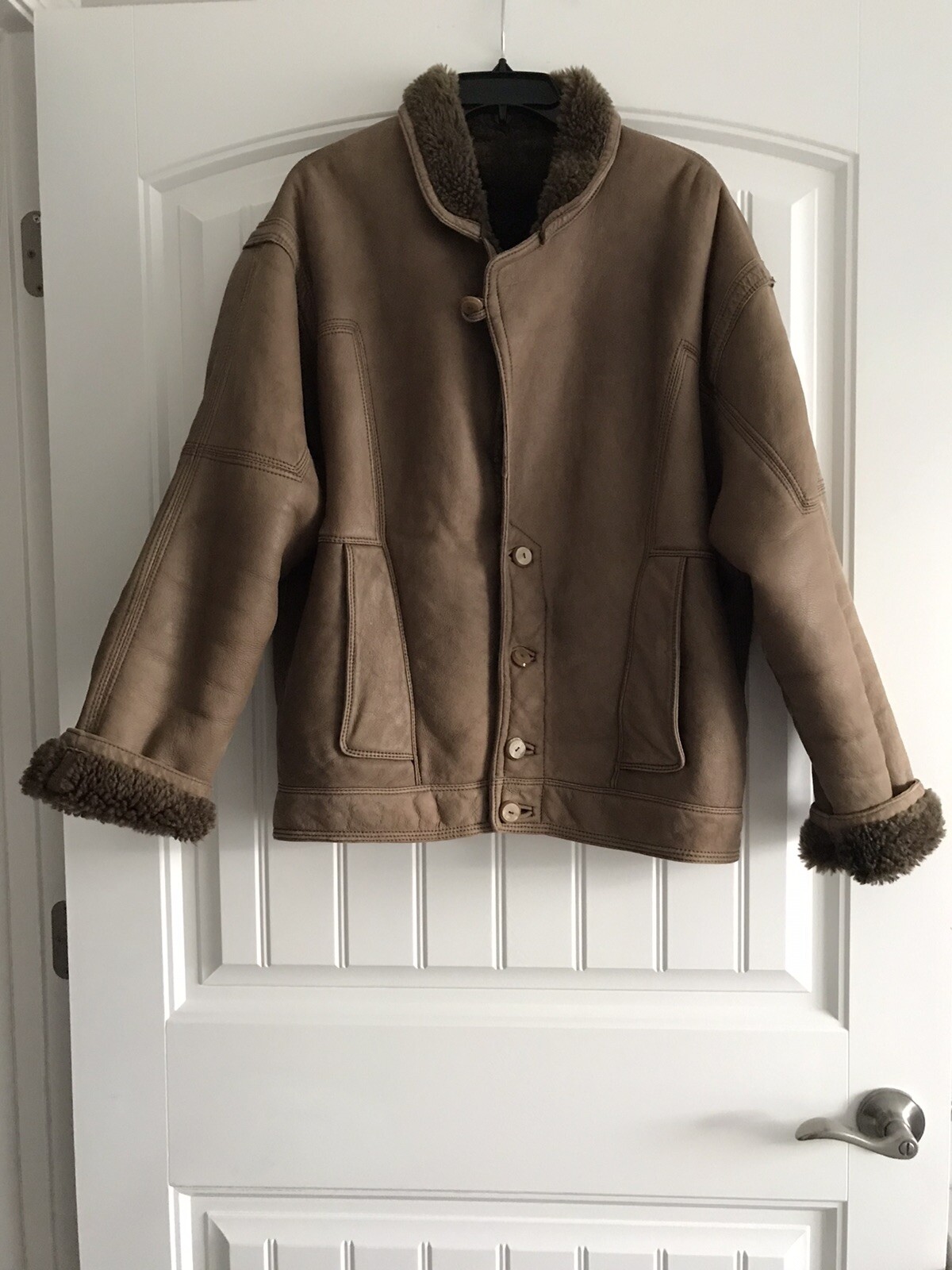 REAL SHEARLING LEATHER BUTTON UP POCKETS MEN'S JA… - image 5