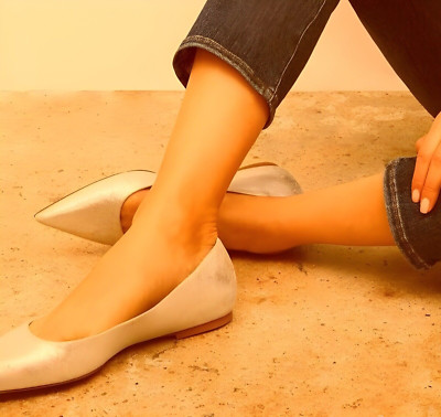 MM Lafleur 37 US6.5 Rowan Gold Distressed Leather Flat Ballerina Slipon NEW $245