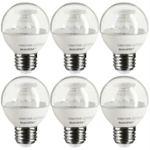 6 Pack Sunlite Dimmable Energy Star E26 Base Warm White LED Globe G16 5W Clear - Image 3 of 4
