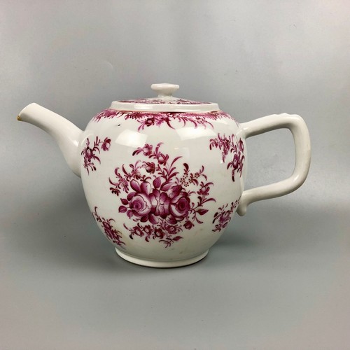 Eine 18. Jh. Qianlong Periode chinesische Familie Rose Teekanne bemalt mit Puce Blumen