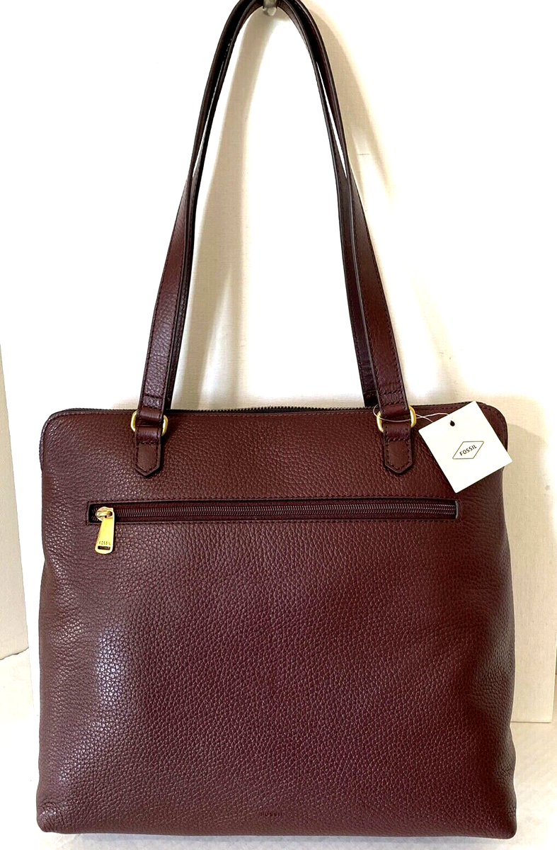 Buy Fossil Kinley Leather and Suede Shopper handbag Claret Red