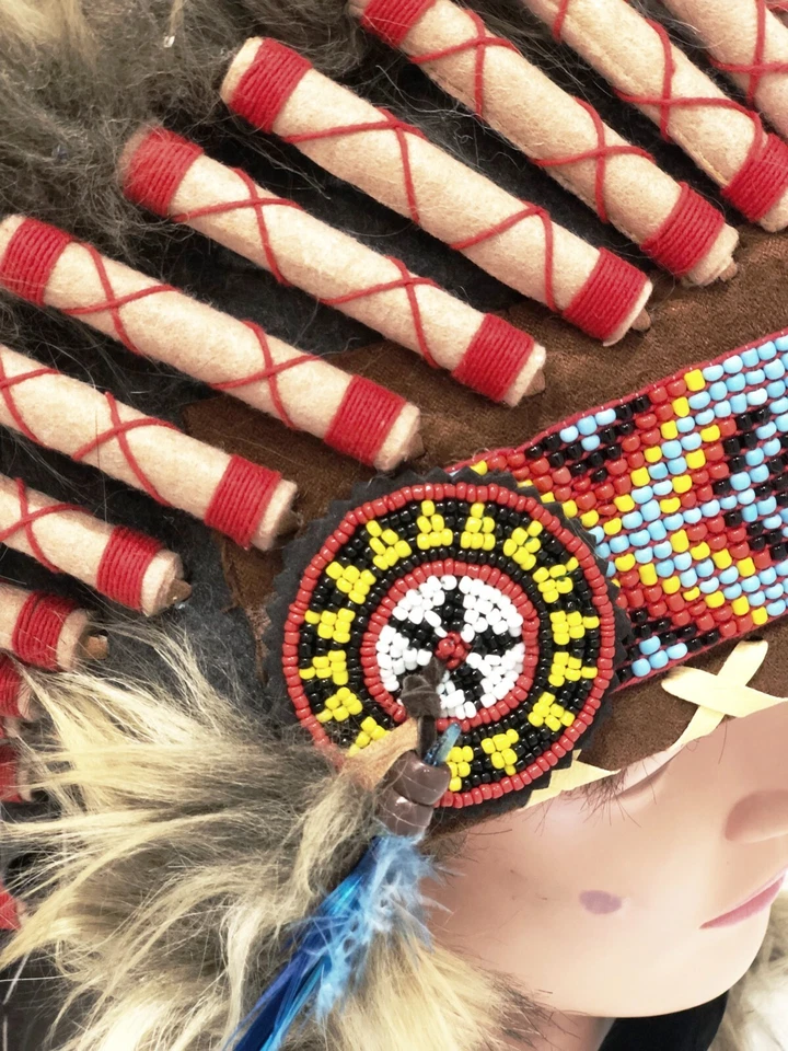 Indian Headdress Native American Feather Head Dress Large Rainbow Headdress - Image 4 of 4