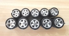 Hot Wheels Chrome 5 Star Rims 10/12 Rubber Tires Lot Of 5 sets