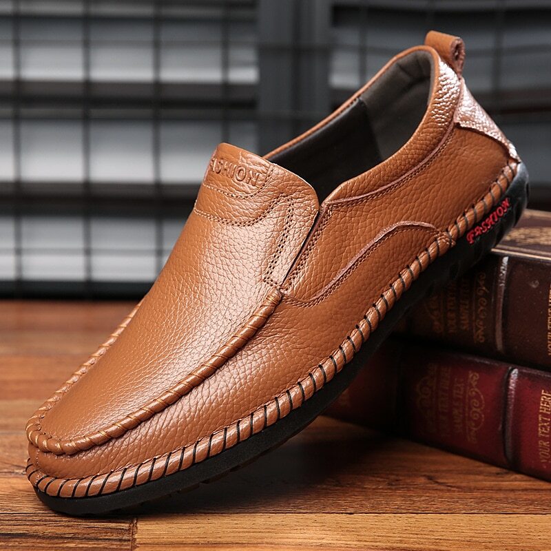 Genuine leather men loafer&slip on shoes Amazon.com | Men main image 2