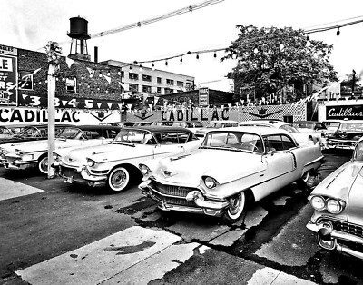 1950s CADILLACS on Dealership Parking LOT Classic Car Picture Photo 5x7