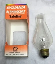 Sylvania Chimney Lamp 75SCH/SL/RP # 14757 75 Watt Rhinocoat Safe-line Coated