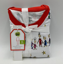 Pottery Barn Kids Dr Suess Grinch Cotton Pajama Set White Adult XL H684R