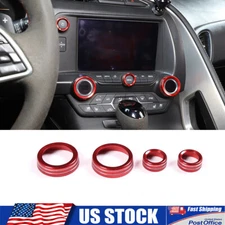 4pcs Center Conosle Knob Alloy Trim Ring Cover Set Fit For Corvette C7 2014-2019