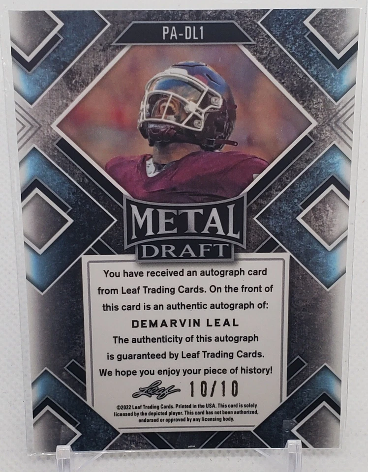 Demarvin Leal 2022 Leaf  Portrait Auto Purple Mojo #10/10 - Image 2 of 2
