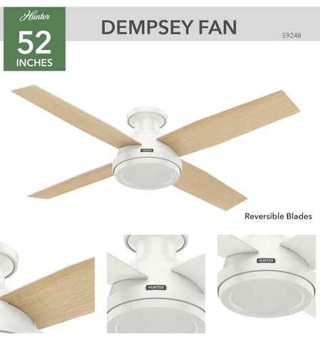 Hunter Fan Company 59248 Dempsey Indoor Low Profile Ceiling Fan With Remote - Picture 2 of 7