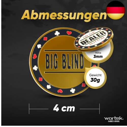 wortek Edles Poker Button Set Dealer Button Set aus Metall inkl. Schutzhülle I - Bild 3 von 7