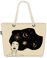 Magie Mond Sterne Frau Beach Bag Hand Auge Symbole Horoskop Sternzeichen Zukunf