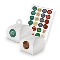 Itenga Set Frohe Weihnachten M51 24X Geschenkbox Karton Mit Griff Weiß U Sticker