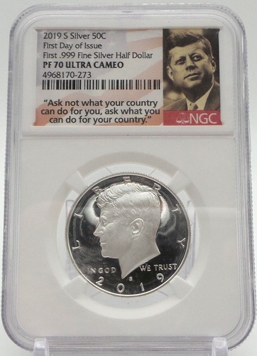 2019 S Silver 50C First Day of Issue PF 70 Ultra Cameo Half Dollar NGC - C2379