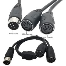 6Pin DIN Male to 2Female Connector 6 Pin Splitter Jack Plug Adapter Cord Cable