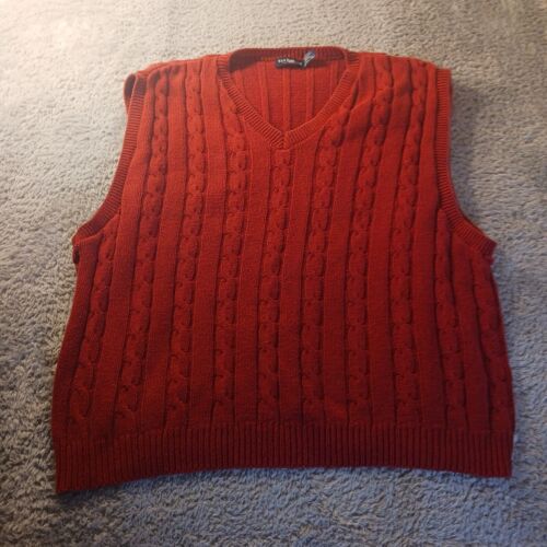 Van Heusen Sweater Vest Cable Knit 100% Cotton Sleeveless Preppy Casual Mens XL