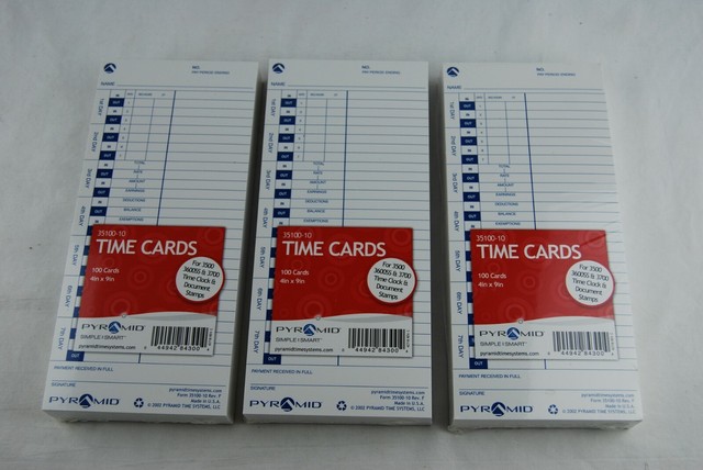 PYRAMID Time Card For Models 3500 3600ss 3700 For Sale Online EBay