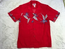 Paradise Found Made Hawaii Vintage Floral Red Hawaiian Button Up Shirt Men’s L
