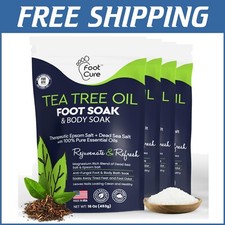 Relaxing Epsom Salt Foot Soak with Tea Tree Oil - 4 Pack for Pain Relief