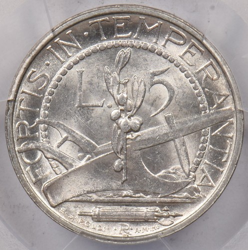 San Marino 1937 R 5 Lire PCGS MS 63 PI0168 combine shipping - 第 3/5 張圖片
