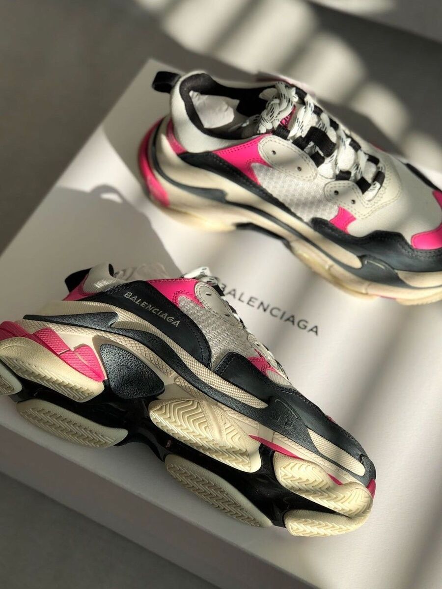 BALENCIAGA TRIPLE S BLACK PINK WHITE TRAINERS SNEAKERS EU 35, 36, 37, 38,  39, 40