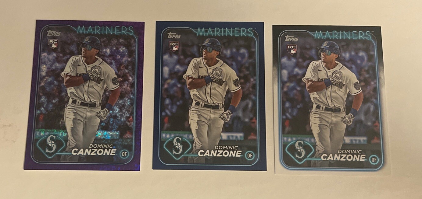 2024 Topps Series 1 Dominic Canzone #195 Purple Sparkle 665/799 Mariners RC