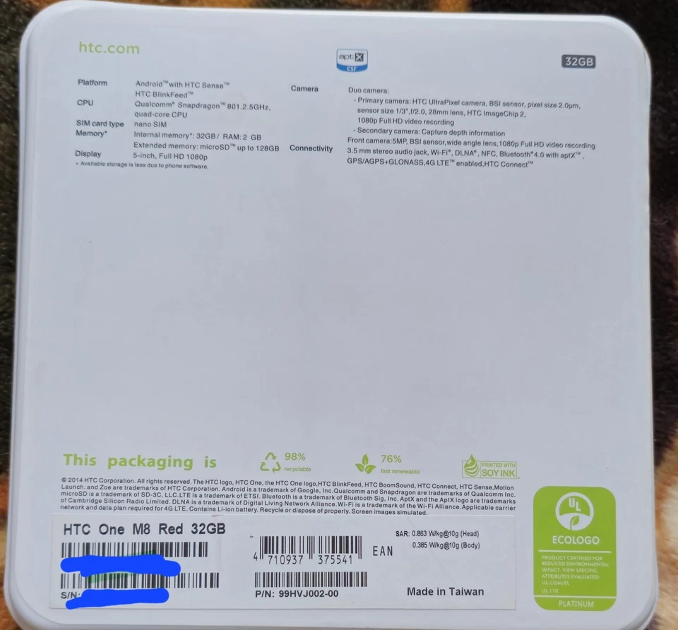 HTC One M8 32GB  (Unlocked) Smartphone - RED - Image 2 of 4