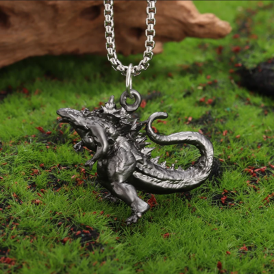 Godzilla Monster Jewelry Black Steel Sexy Dinosaur Movie Pendant