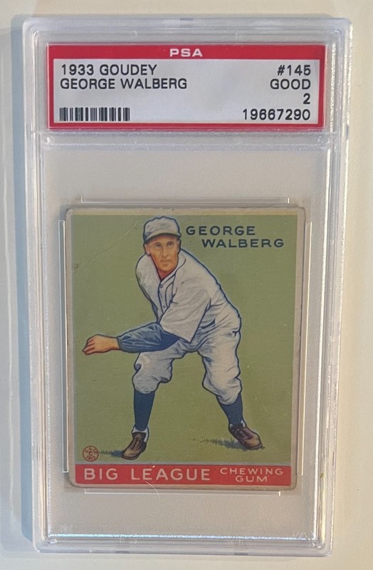 1933 Goudey George Walberg #145 Big League Gum PSA 2 GOOD baseball card