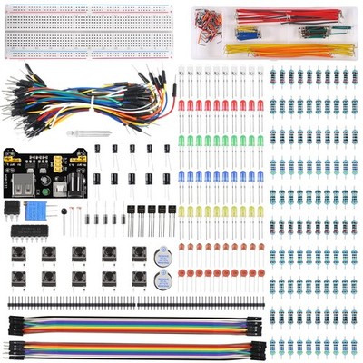 480pcs 37 Values Electronics Component Fun Kit with Power Supply Module,...