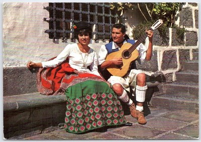 Vintage Las Palmas de Gran Canaria Amor Canario Postcard Spanish Folk Costume