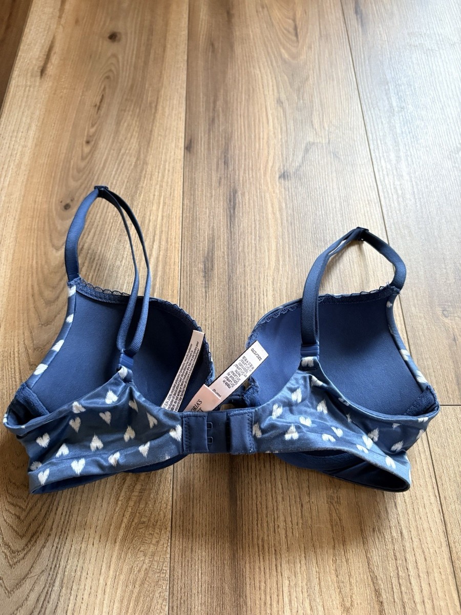 Victorias Secret Body By Victoria Bra 32C Blue Hearts Padded