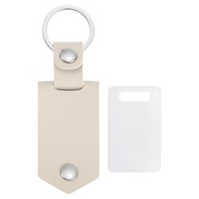 Custom Leather Photo Keychain, Personalized Double Side Picture Keychain, Beige