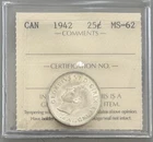 1942 Canada Twenty Five Cents - ICCS MS62   C2