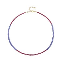 Cavill Silberhalskette Rubin Tansanit 925 Sterling Vergoldet 52,05Ct