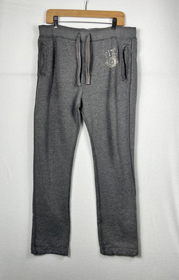 Abercrombie & Fitch Men's XL Gray Fleece Sweatpants Drawstring Faded Graphic