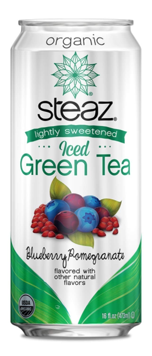 Steaz Organic Lightly Sweetened Iced Green Tea Blueberry Pomegranate 16 Fl Oz