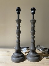 Lamp Base Pair, Dark Grey Distressed Finish Mango Wood