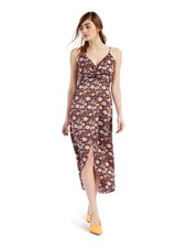 BAR III DRESSES Womens Midi Dress Black Twist Front V-back Hemline XS
