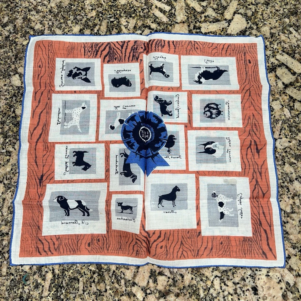 Pañuelo de perro Tammis Keefe de la década de 1950 estampado art déco vintage Foto 2 de 2