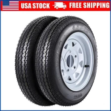 2Pack 4.80-12 4.80x12 Trailer Tires with 12" Rims 5 Lug on 4.5" Load Range C 6PR