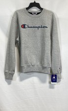 NWT Champion Unisex Gray Script Logo Crewneck Sweatshirt Size S
