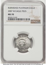 2007-W Burnished Platinum Eagle 1/4 oz Brown Label NGC MS70 4168.68 per troy oz