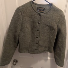 Geiger Tyrol Austria Boiled Wool Cardigan Knit Sweater Jacket Green 40 Medium