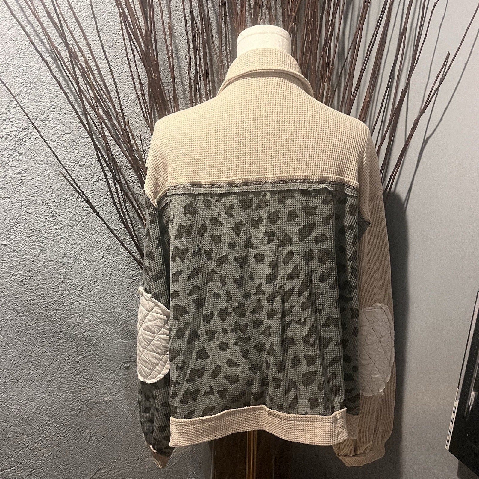 POL LEOPARD PRINT PATCHWORK CARDIGAN SWEATSHIRT S… - image 3