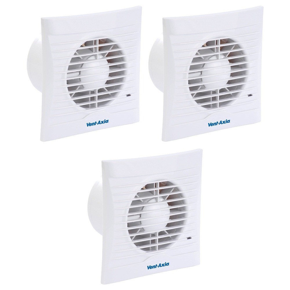 3 x Vent Axia 454056 B Silhouette 100T Extractor Fans with Timer (454056A)