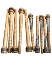 Wood Spools, bobbin, Quills 7" SILVER SLEEVE and 8.75", Primitive lot of 10