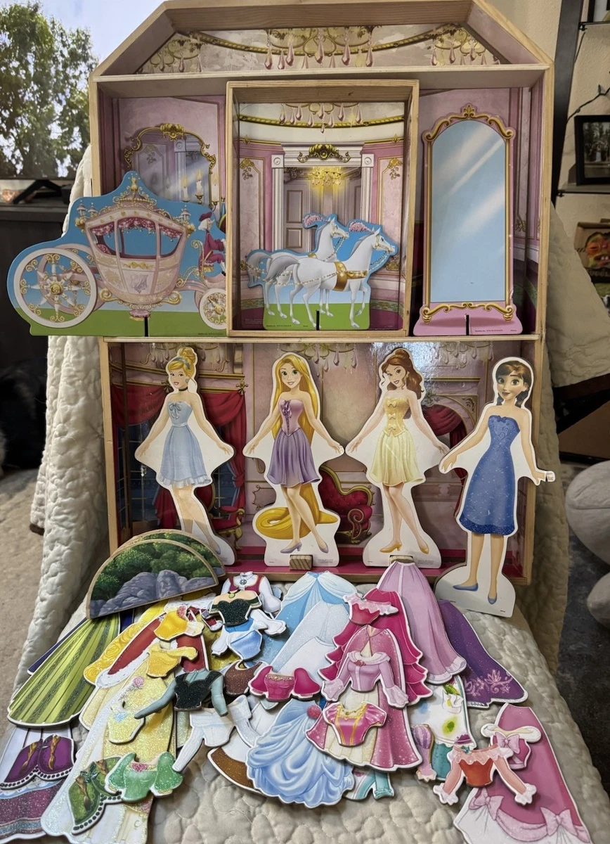 disney princess magnetic wooden dress up doll 75 pcs set Melissa & Doug Princess Magnetic Dress Up Play Set